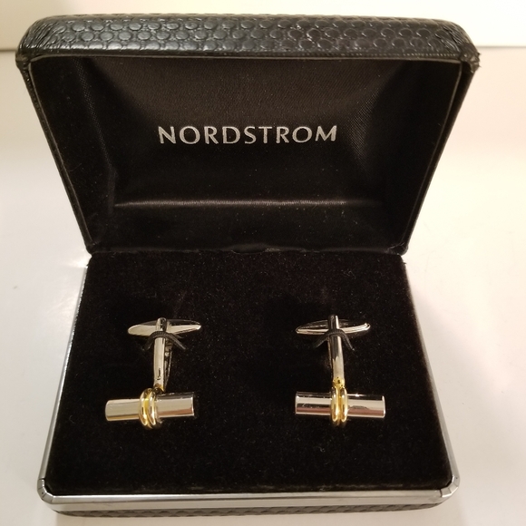 Nordstrom Stainless Steel Gold Cuflinks Box